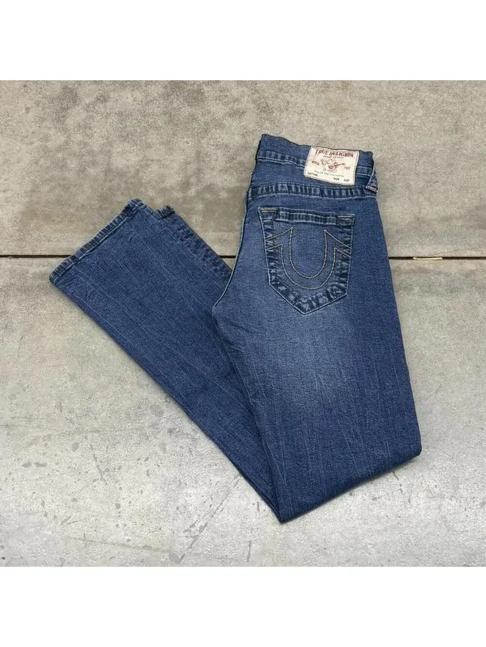 vintage true religion ricky blue straight leg jeans size 30 x 30